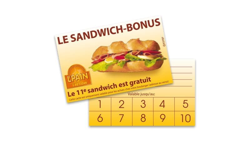 Cartes «Le sandwich-bonus» (100 pièce)