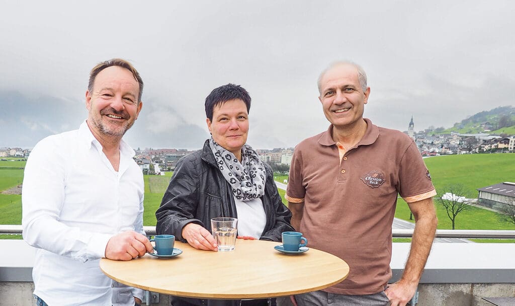Inhaber Thomas Christen, Verkaufsleiterin Barbara Steiner und Produktionsleiter Peppi Badolato.
